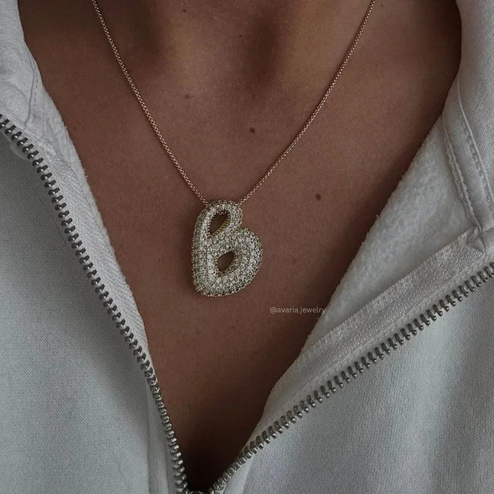 Bubble Initial Crystals Necklace