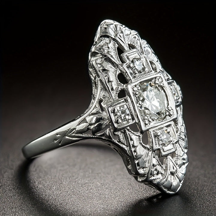 Vintage Hollow Inlay Zirconia Ring