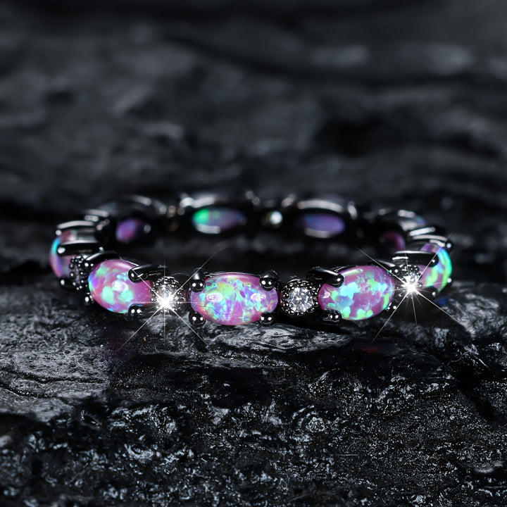 Black Pink Opal Eternity Ring