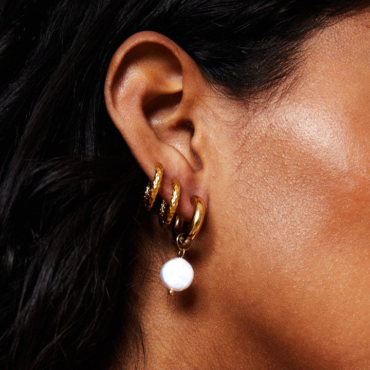 Modern Pearl Hoop Earrings