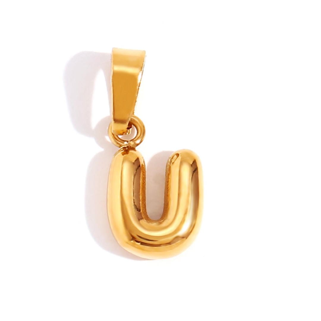 Trendy Bubble Letter Pendant Necklace