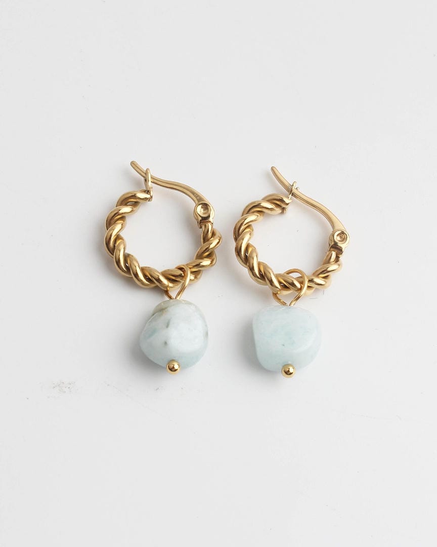 Louane Graceful Drop Stone Twisted Earrings