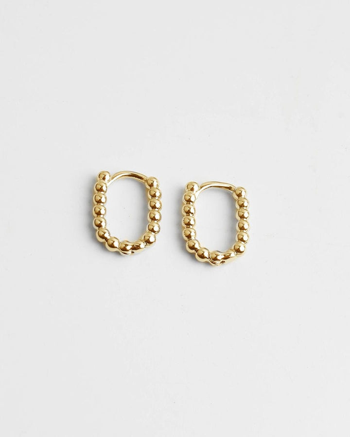 Beaded Oval Huggie Hoop Earrings