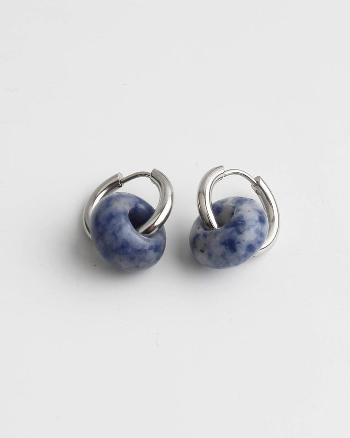Stone Donut Hoop Earrings