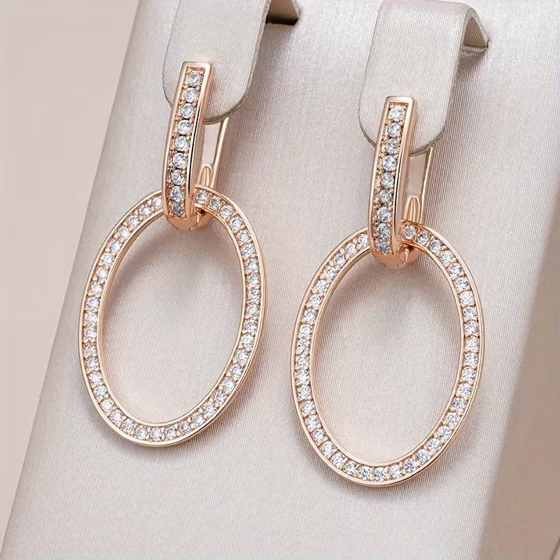 Lavish Oval Drop Crystal Earrings