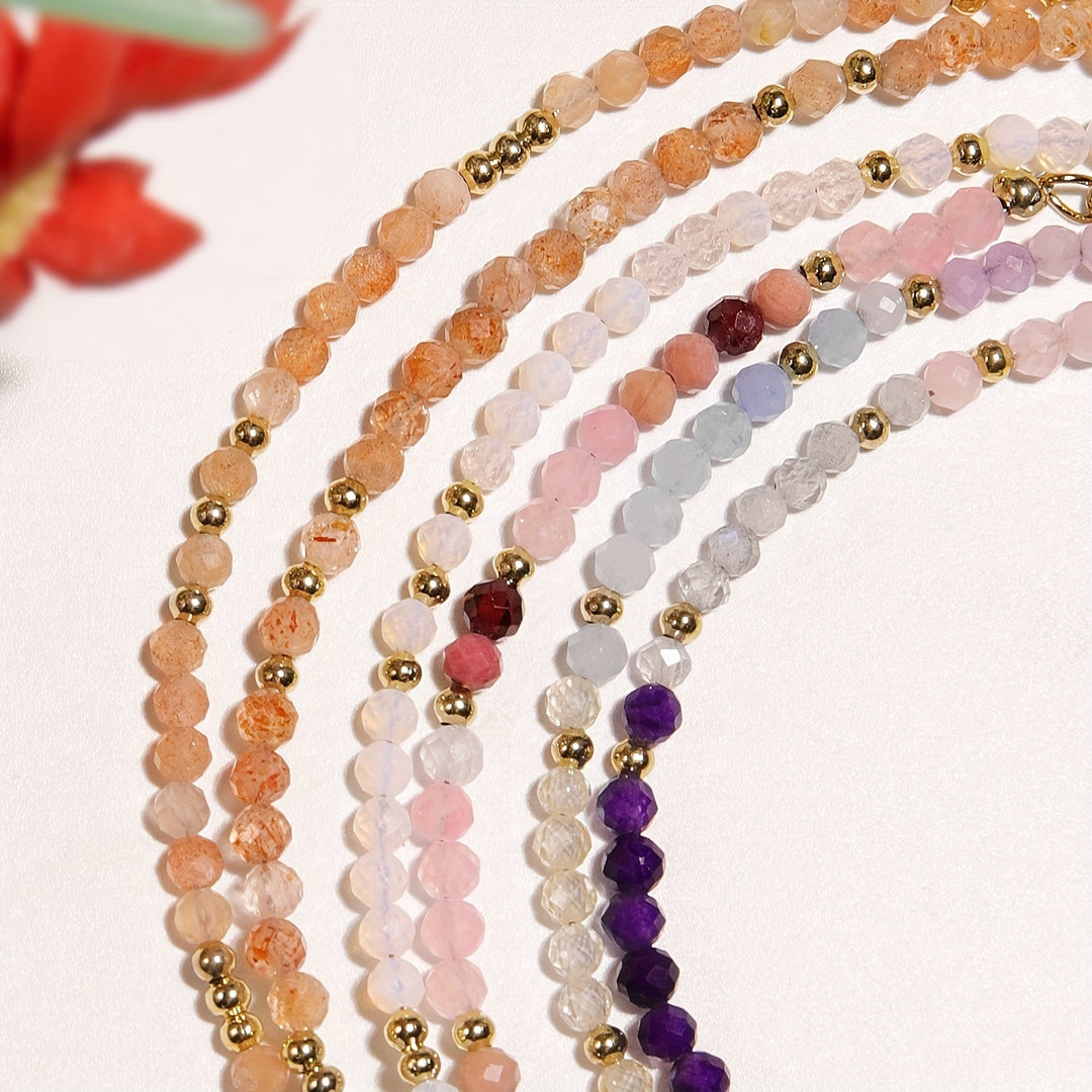 Natural Moonstone and Sunstone Bracelet
