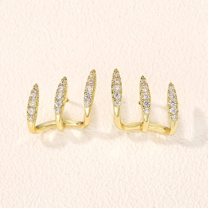 Elegant Rhinestone Three Claw Earrings