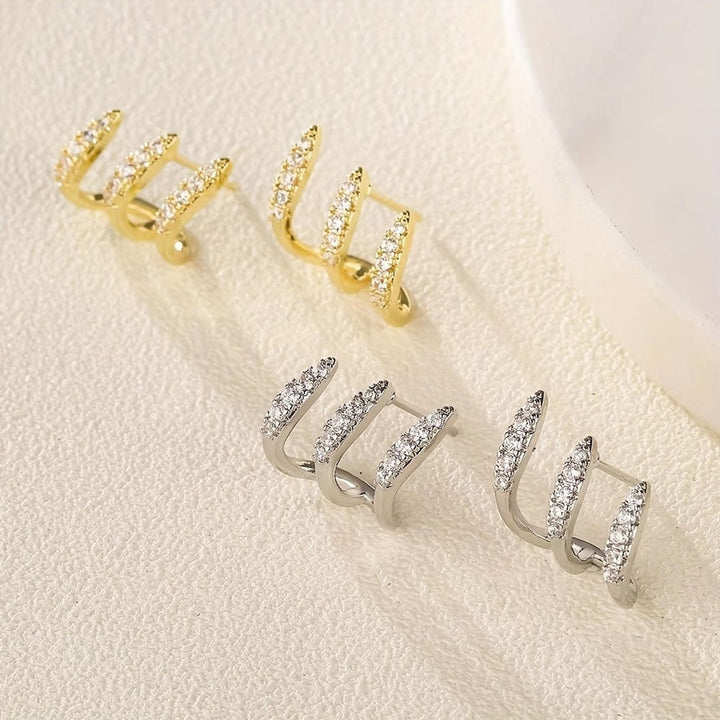 Elegant Rhinestone Three Claw Earrings