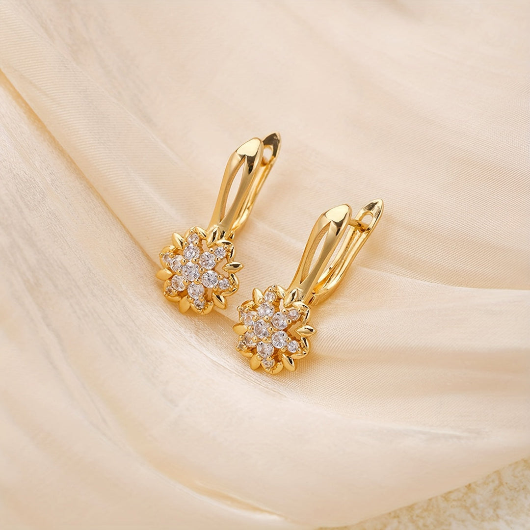 Classic Cubic Zirconia Flower Drop Earrings