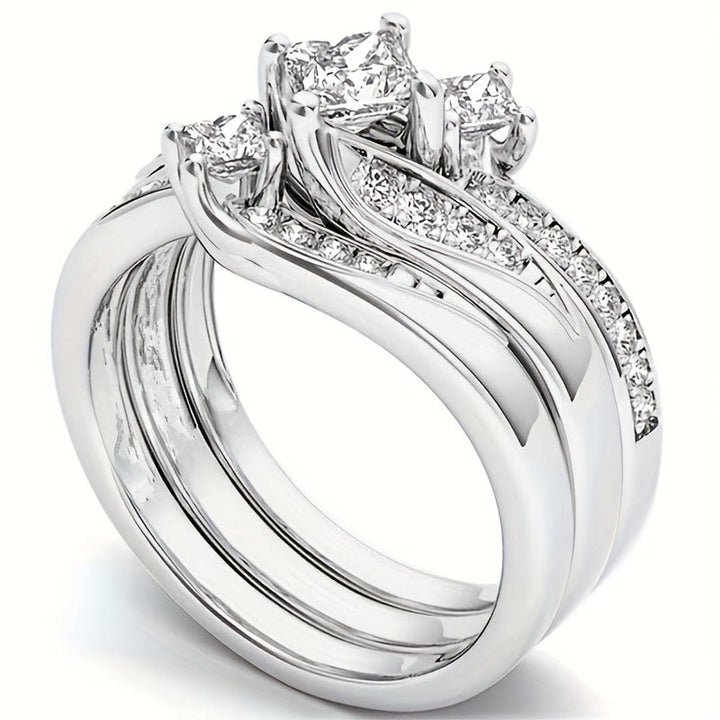 Princess Cluster Ring Set