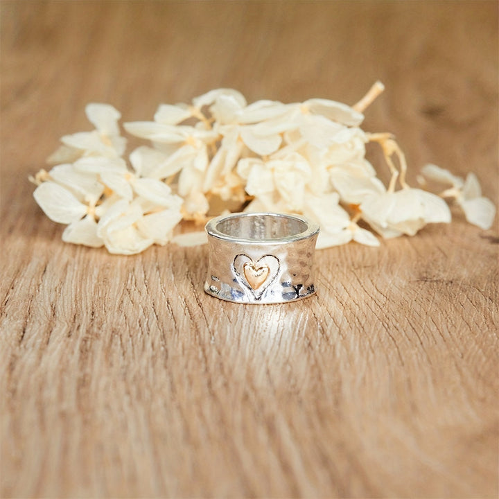 Retro Dual-Tone Silvery Heart Ring