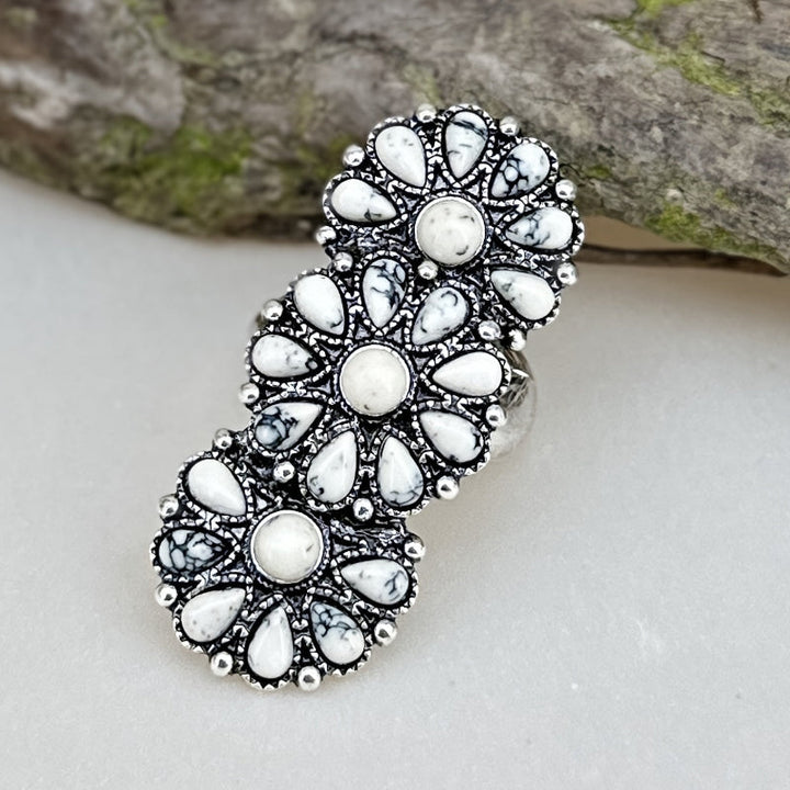 Turquoise Triple Flower Ring