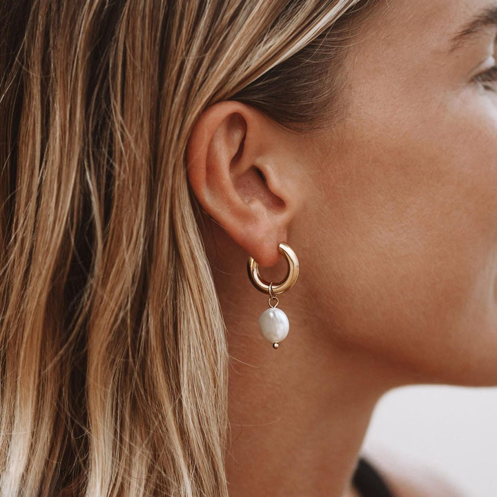Modern Pearl Hoop Earrings