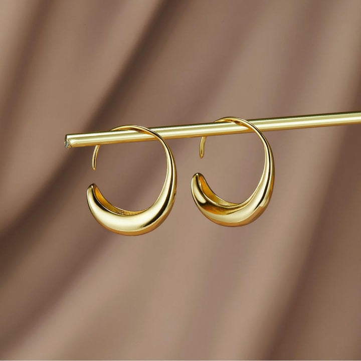 Gold Drop Hoop Minimalist Earrings