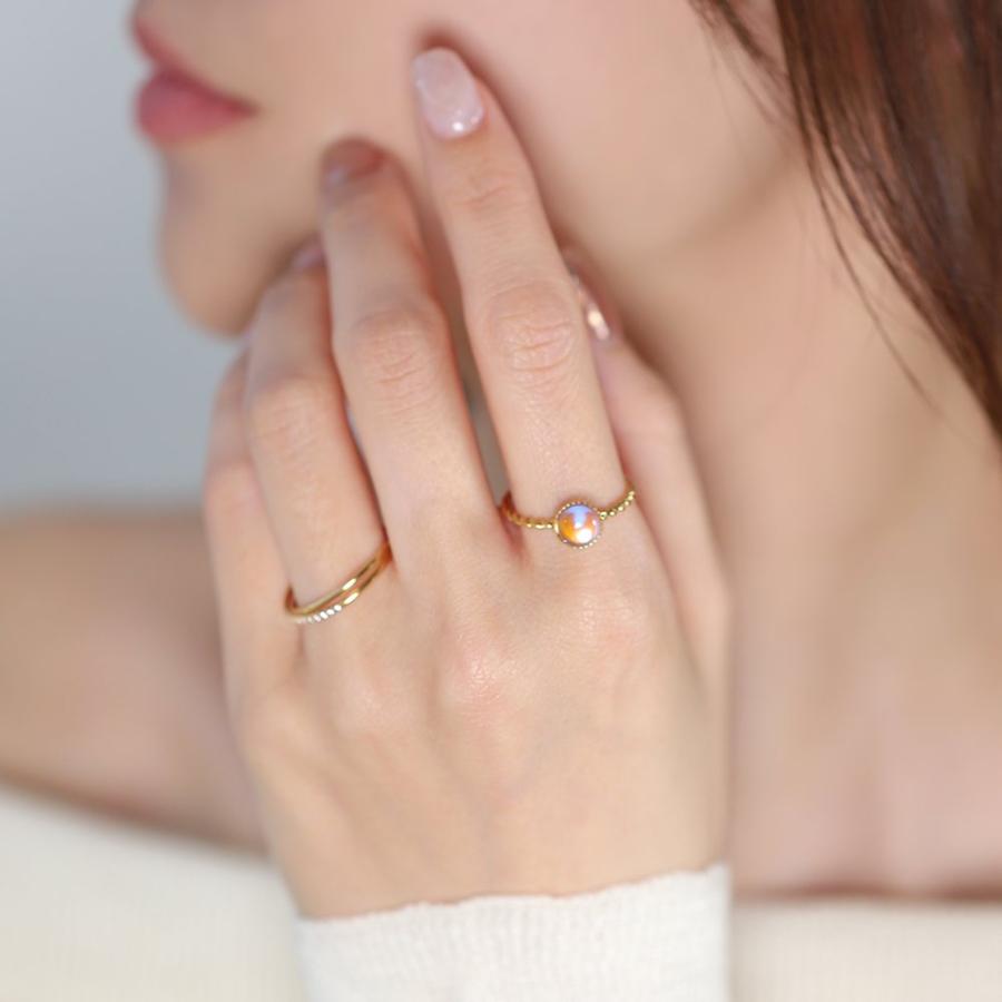 Gold Twisted Rope Moonstone Ring