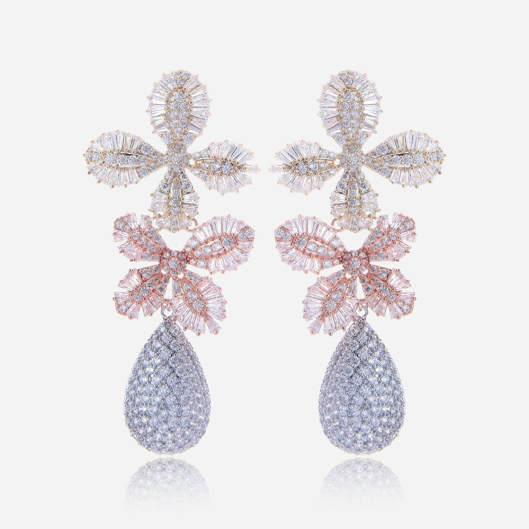 Crystal Blossom Drop Earrings
