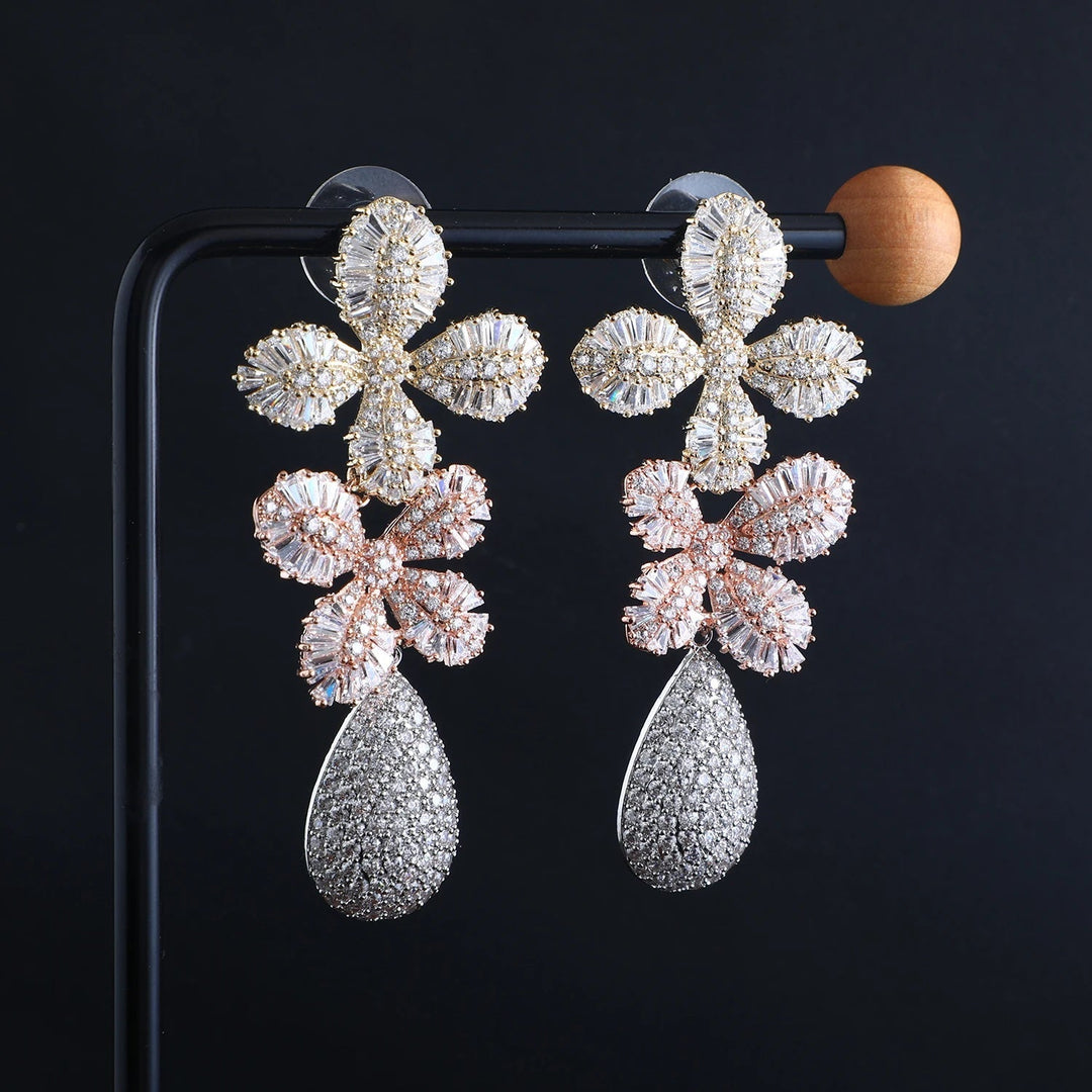 Crystal Blossom Drop Earrings