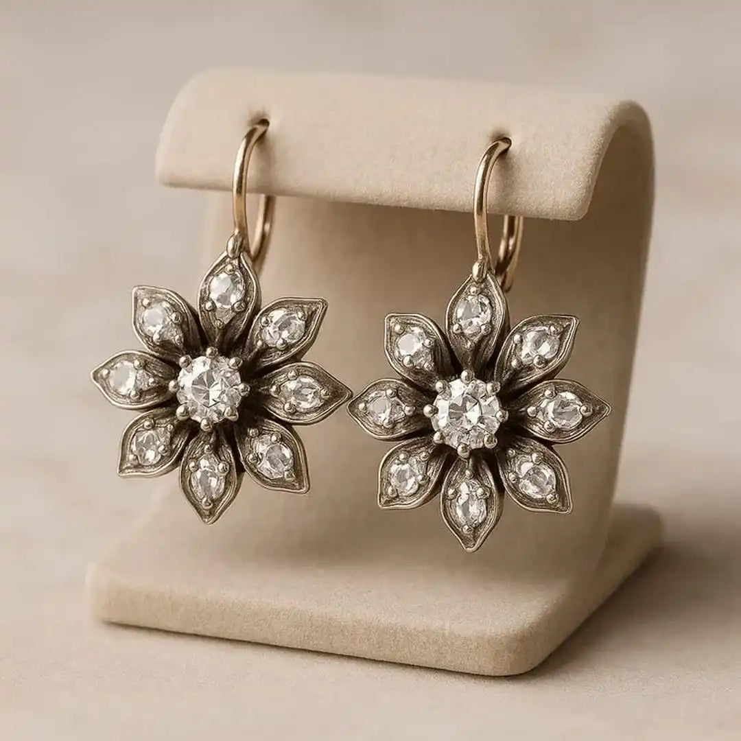 Vintage Crystal Flower Earrings