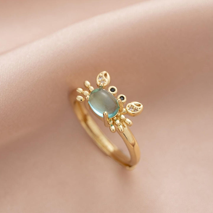 Gemstone Mini Crab Adjustable Ring