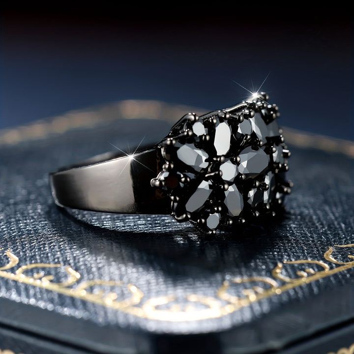 Shimmery Black Zirconia Ring