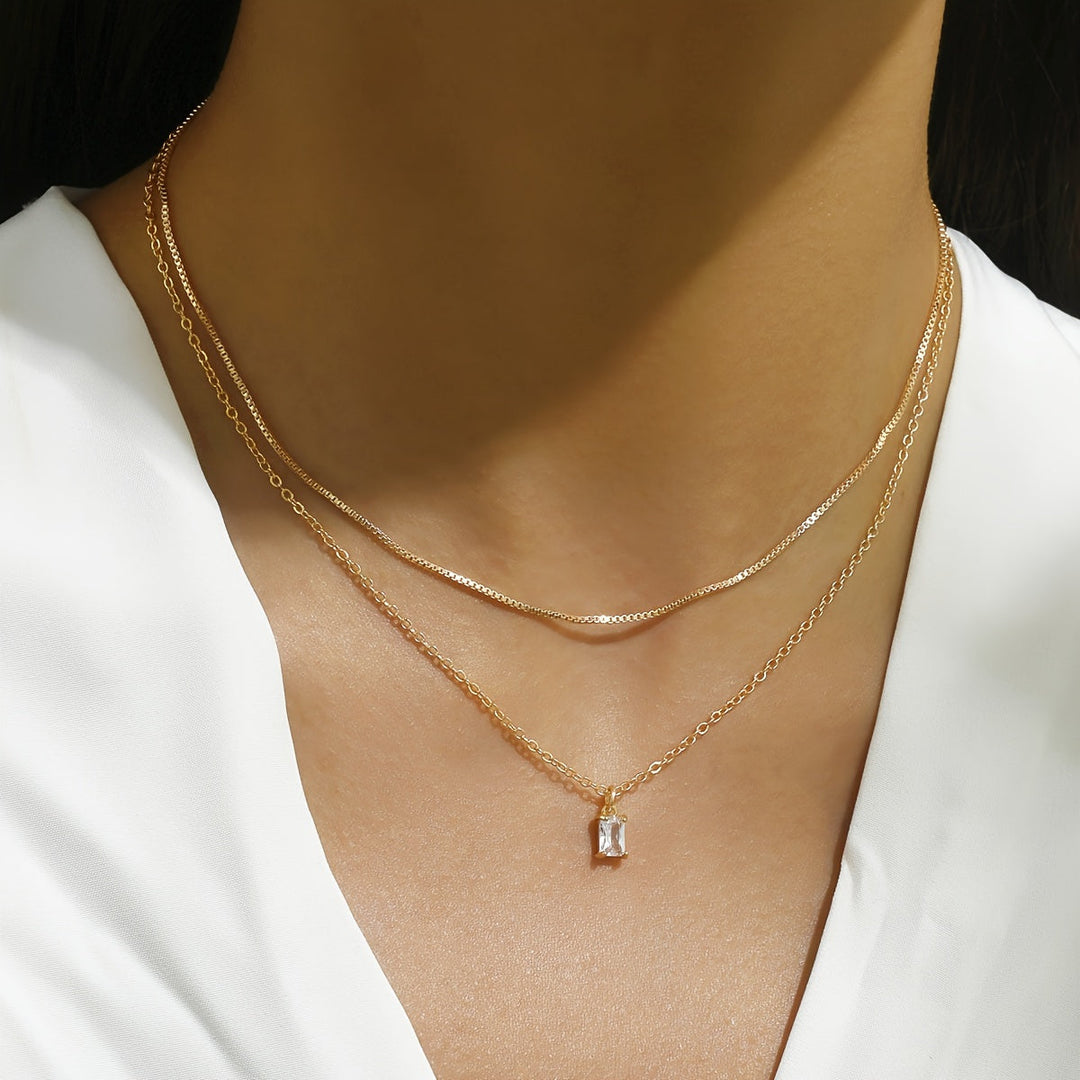 Zirconia Double Layer Necklace
