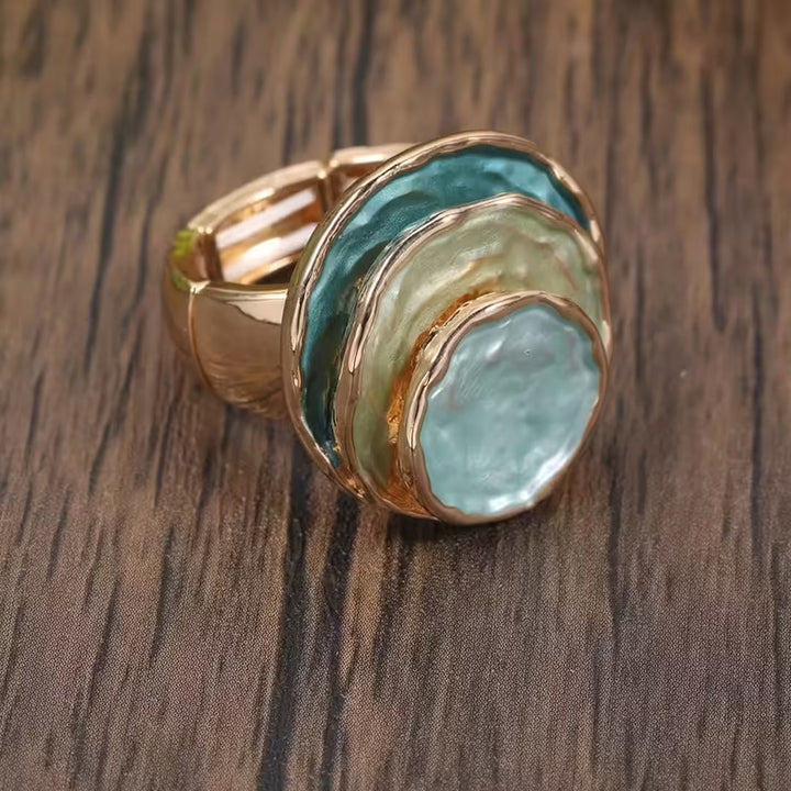 Lagoon Petal Stack Adjustable Statement Ring