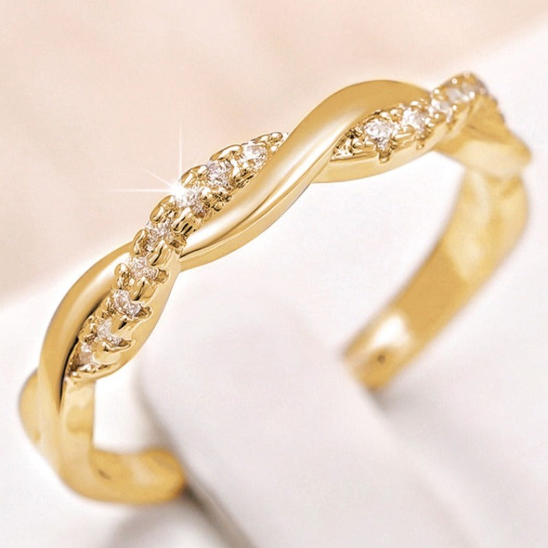 Trendy Inlay Zirconia Twist Eternity Ring