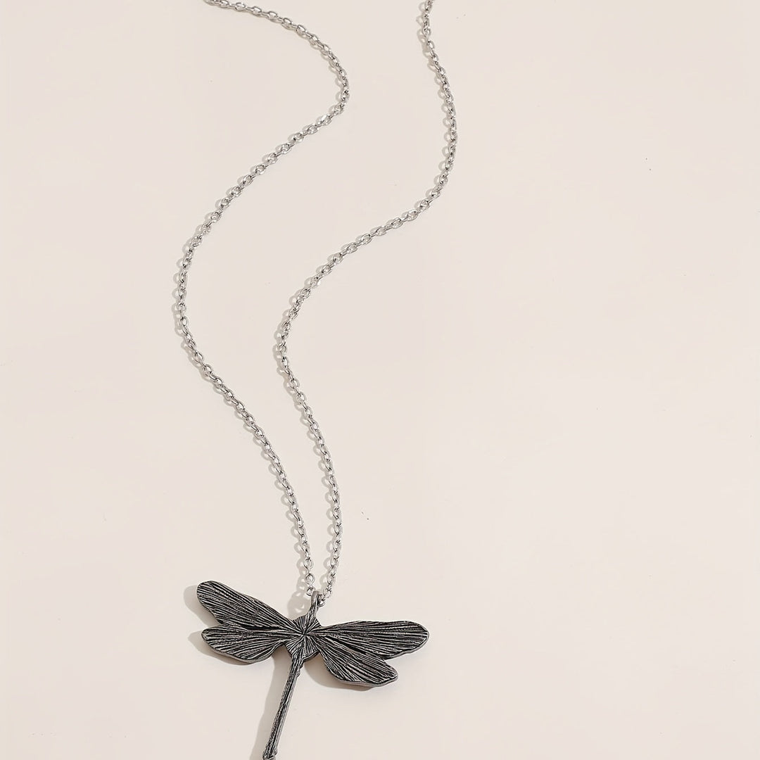 Vintage Dragonfly Pendant Moonstone Necklace