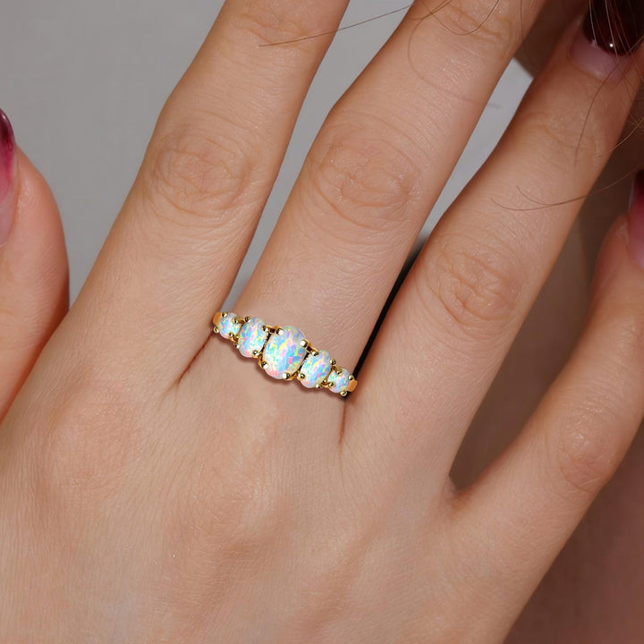 Five Stone Opal Gold Ring