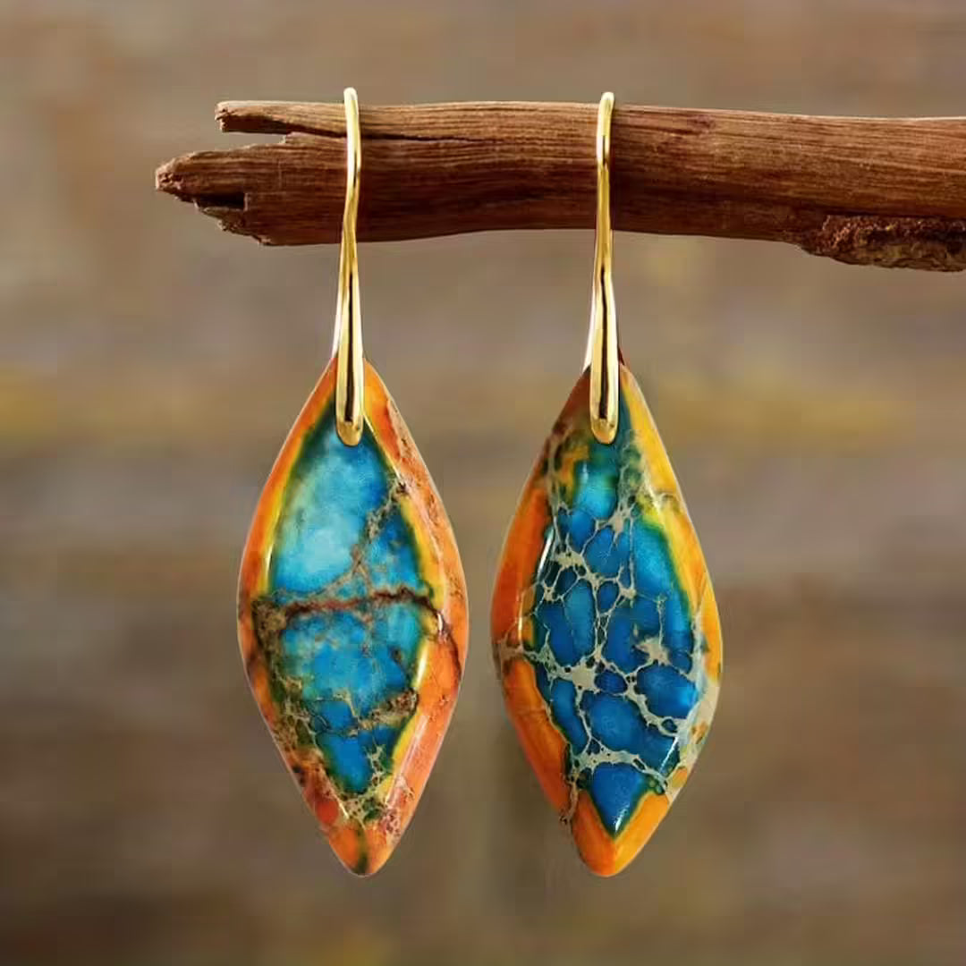 Bohemian Natural Stone Lava Earrings