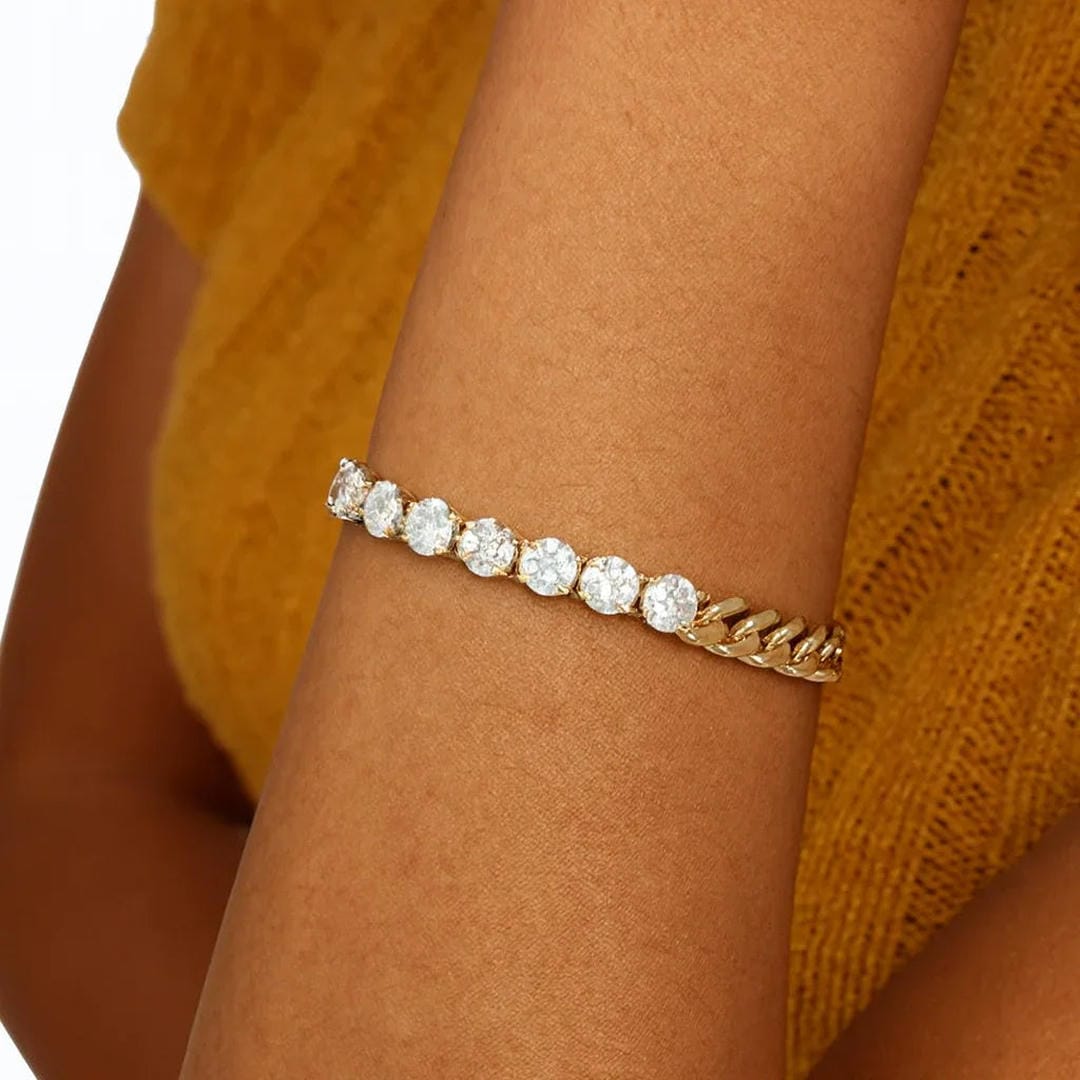 Modern Gold Link Crystals Bracelet