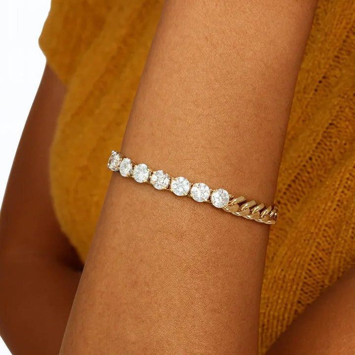Modern Gold Link Crystals Bracelet