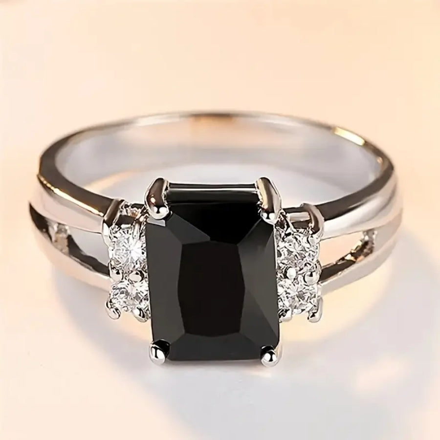 Radiant Square Black Zirconia Ring
