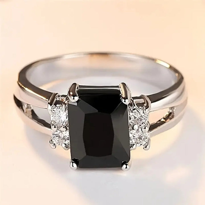 Radiant Square Black Zirconia Ring