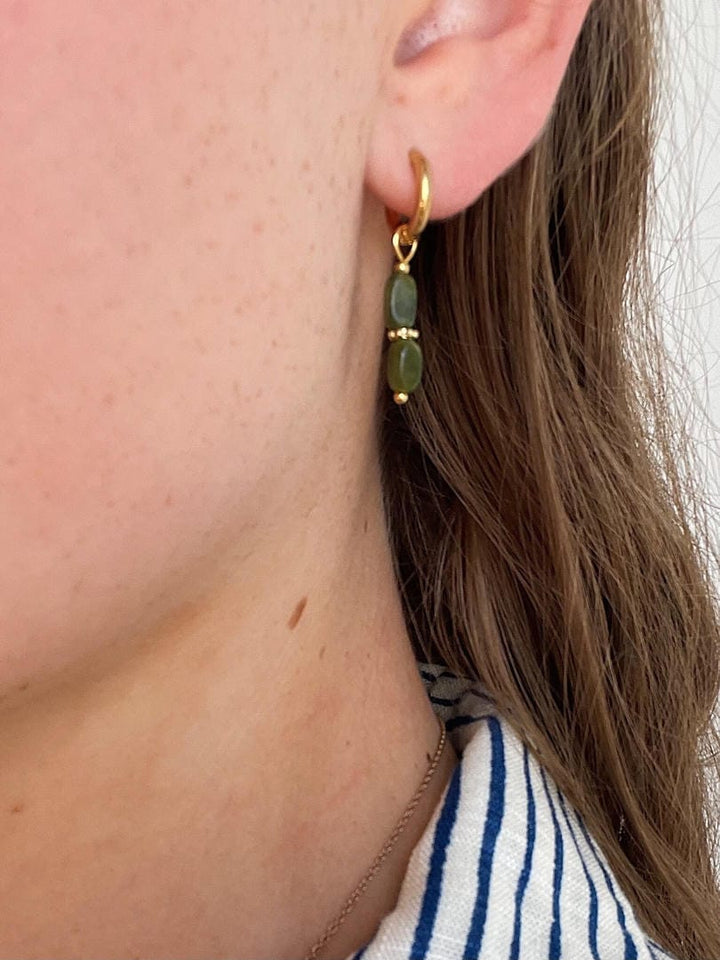 Gorgeous Dual Green Stone Drop Earrings