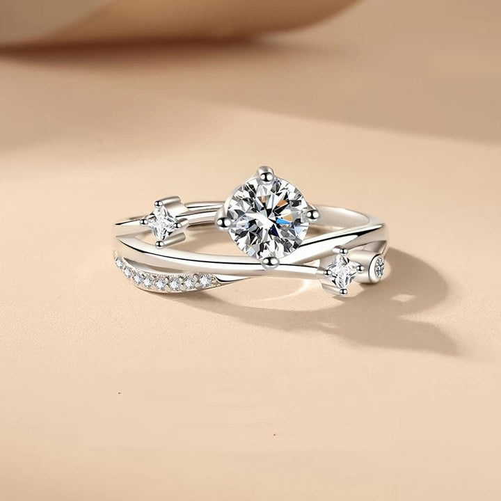Round Crossover Crystal Statement Ring
