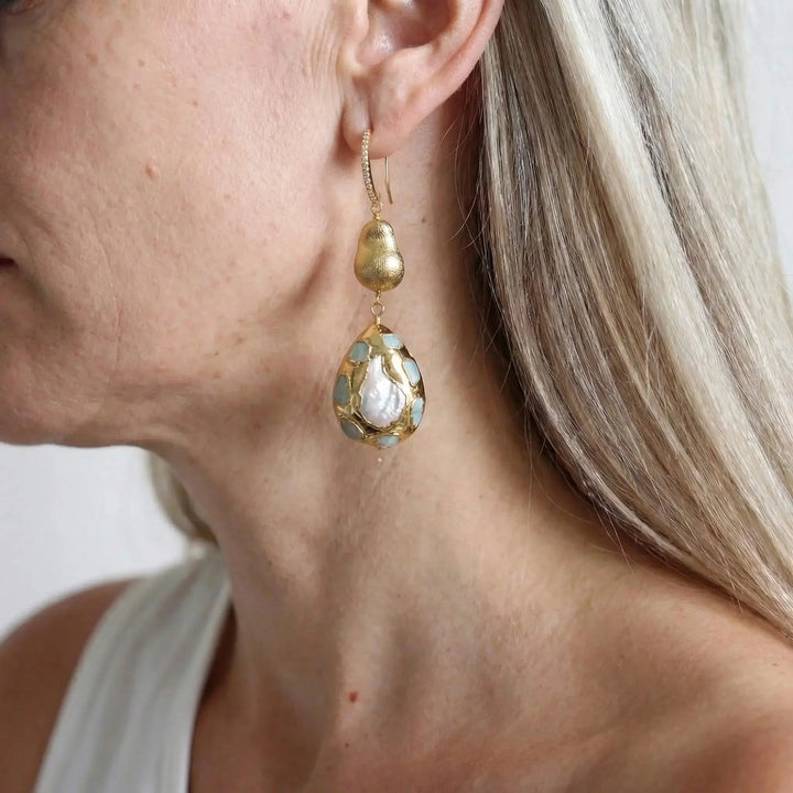 FluxFlicker Pearl Teardrop Earrings