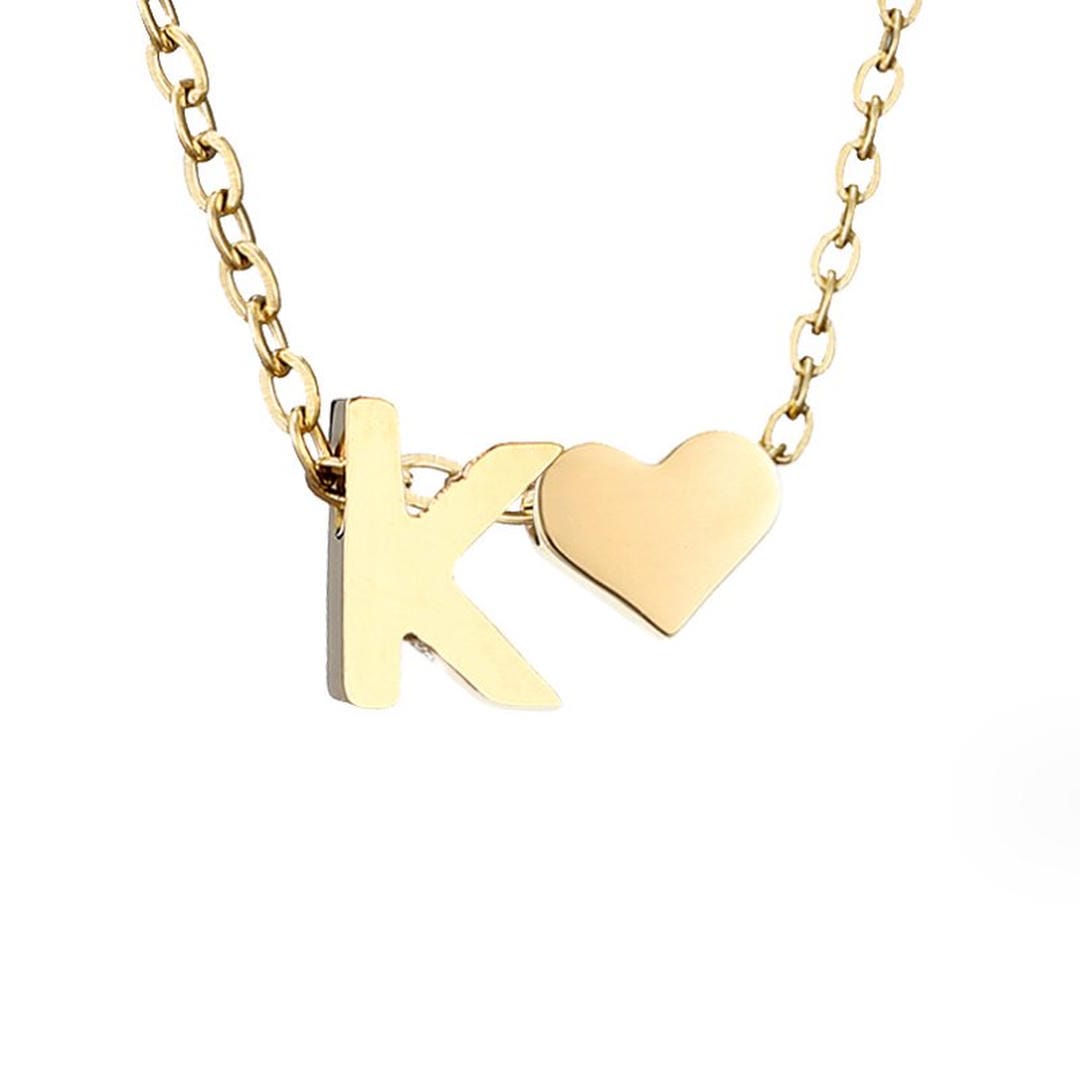 Personalized Gold Initial Heart Necklace