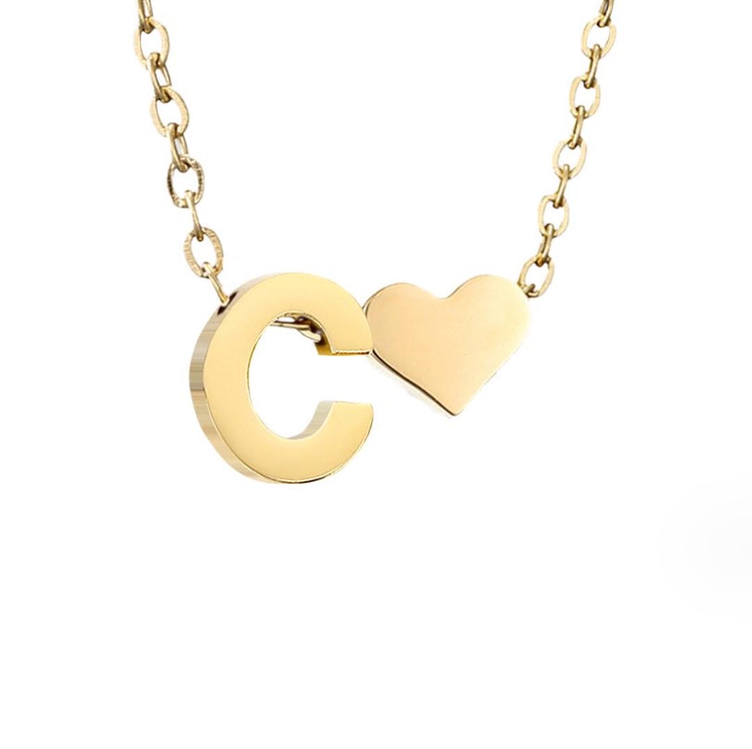 Personalized Gold Initial Heart Necklace
