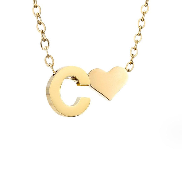 Personalized Gold Initial Heart Necklace