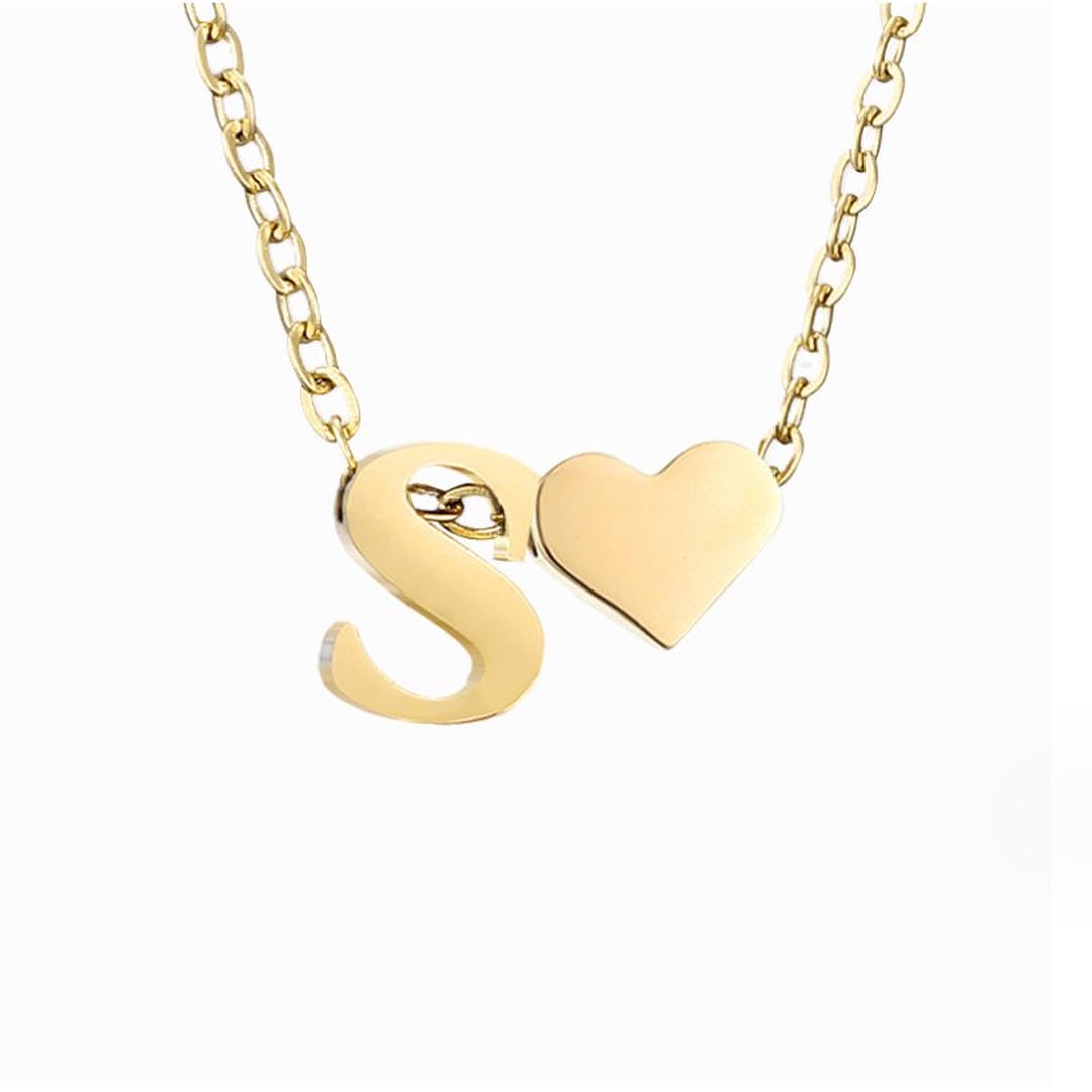Personalized Gold Initial Heart Necklace