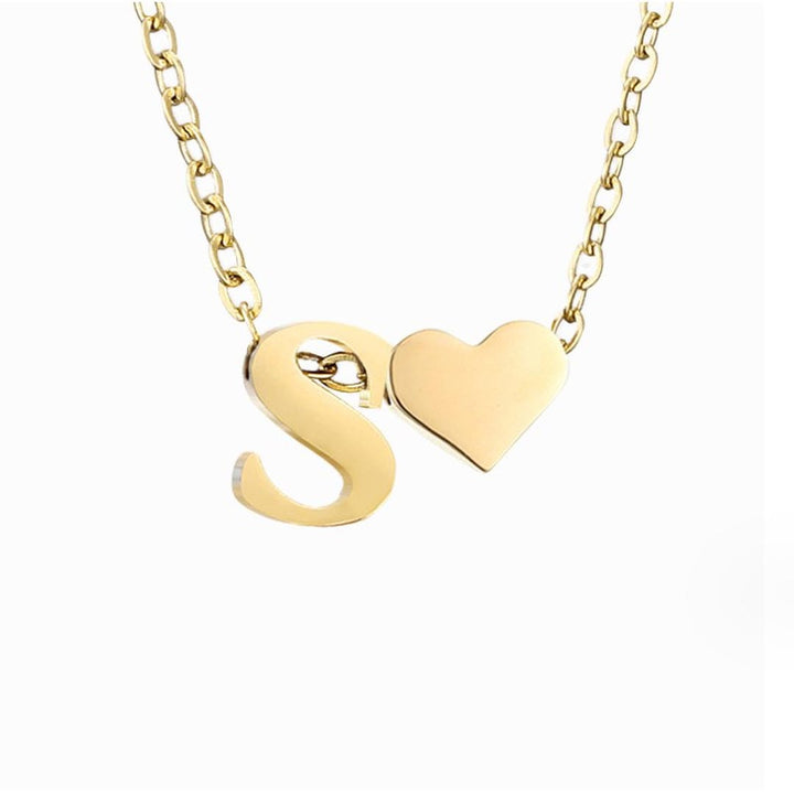 Personalized Gold Initial Heart Necklace