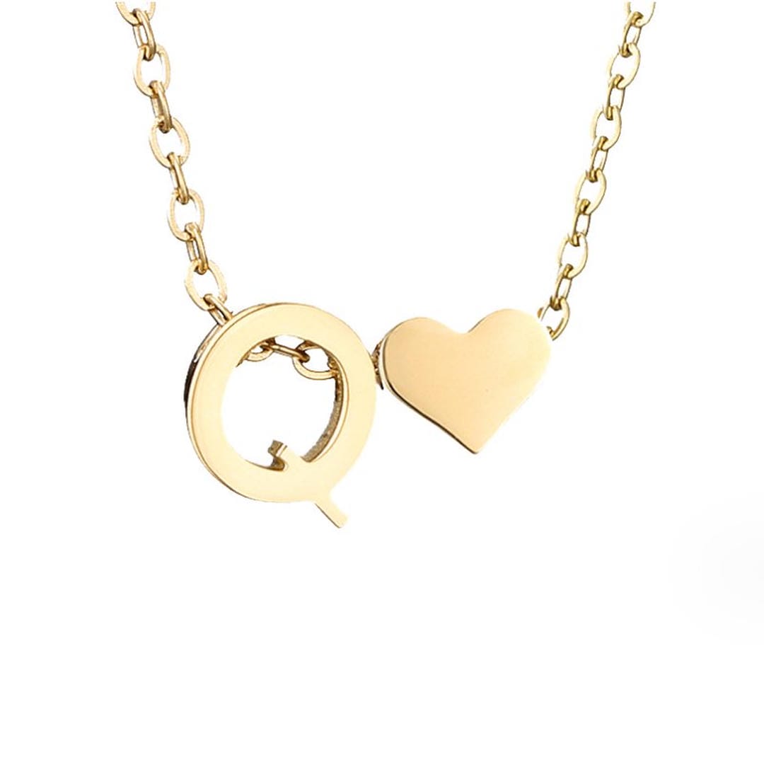 Personalized Gold Initial Heart Necklace