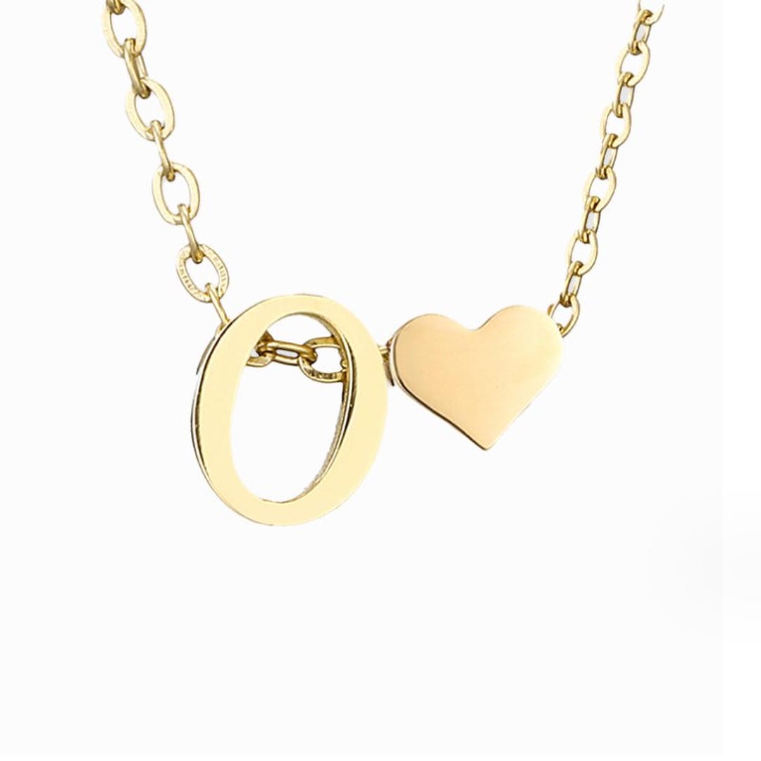 Personalized Gold Initial Heart Necklace
