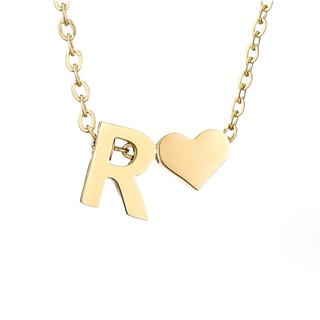 Personalized Gold Initial Heart Necklace