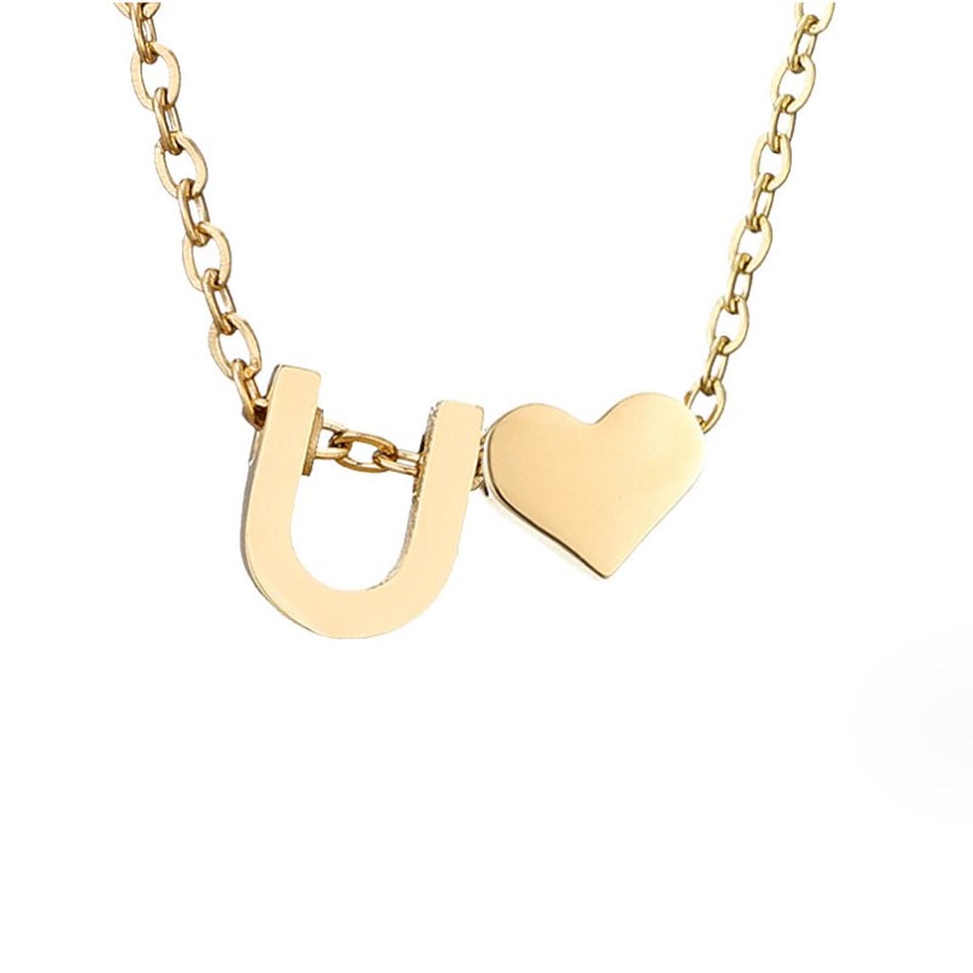 Personalized Gold Initial Heart Necklace