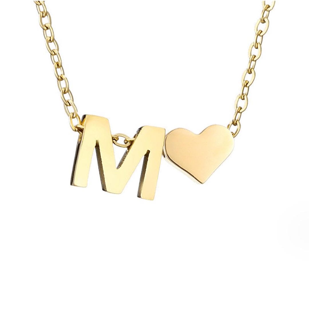 Personalized Gold Initial Heart Necklace