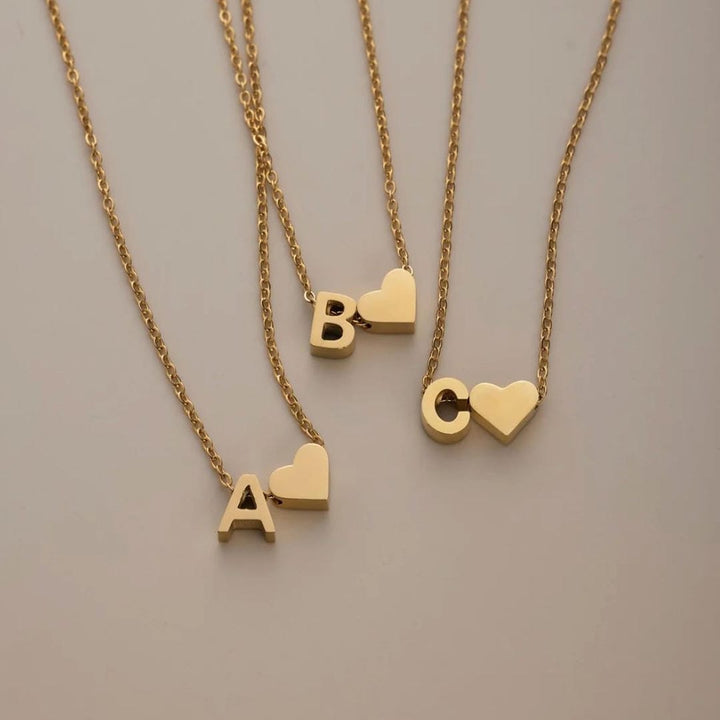 Personalized Gold Initial Heart Necklace