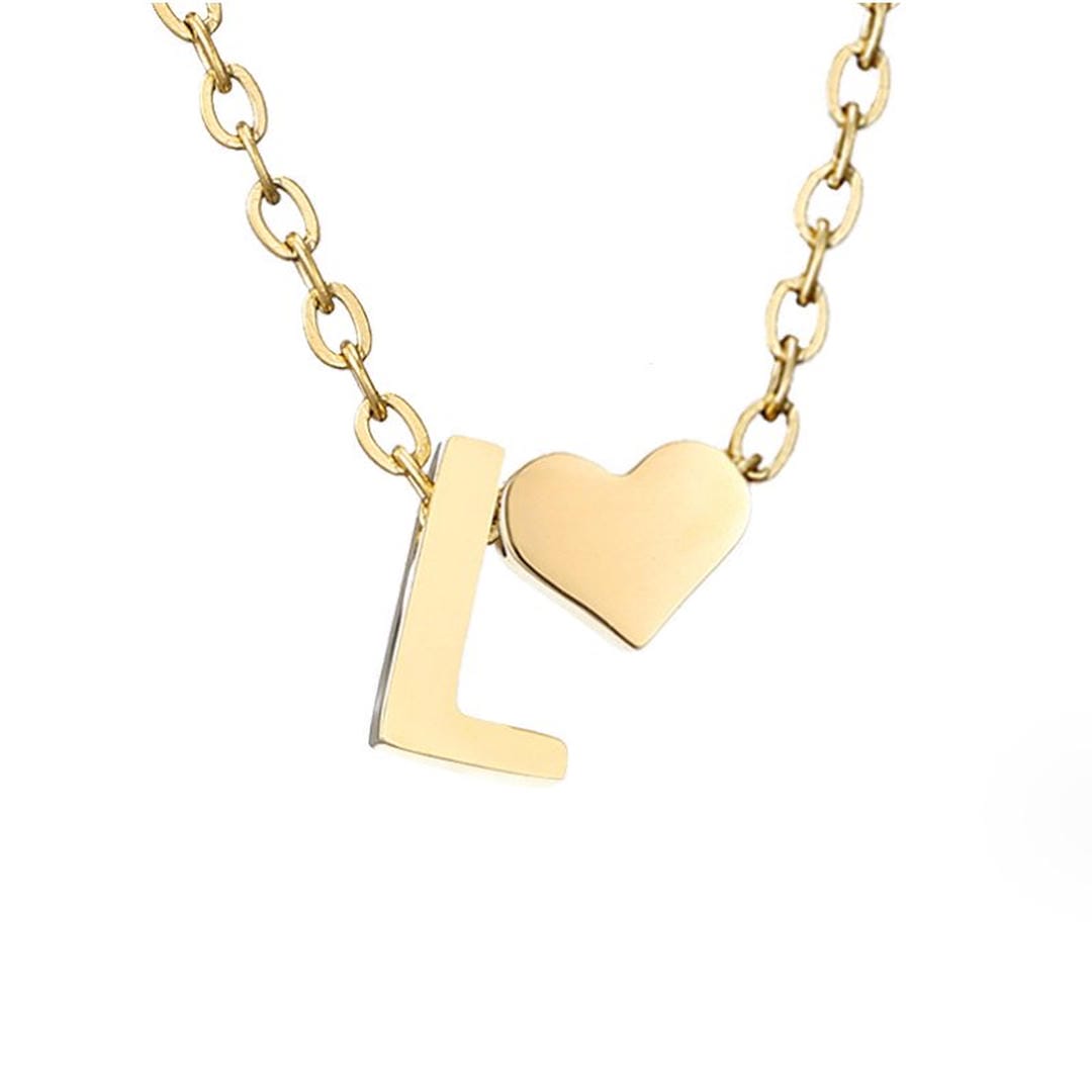 Personalized Gold Initial Heart Necklace