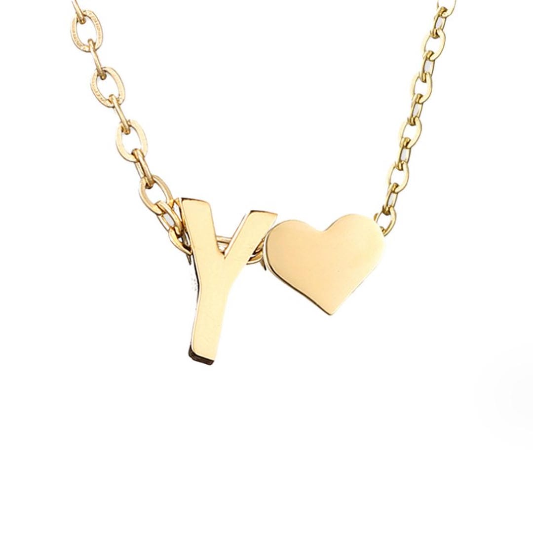 Personalized Gold Initial Heart Necklace